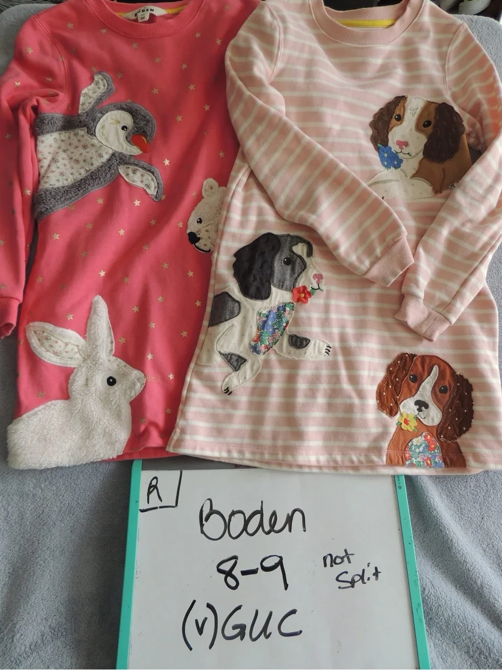 Boden Pink & Light Pink Striped Animal Appliqué Dresses